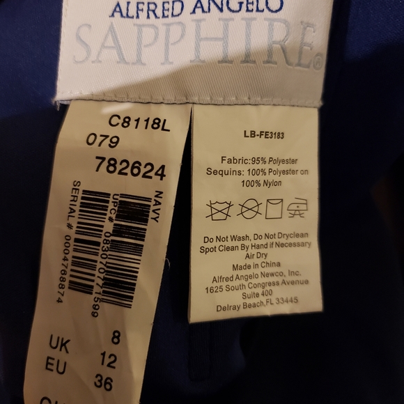 Alfred Angelo Navy Sequin Bridesmaid Dress Sz 8 - Picture 2 of 7